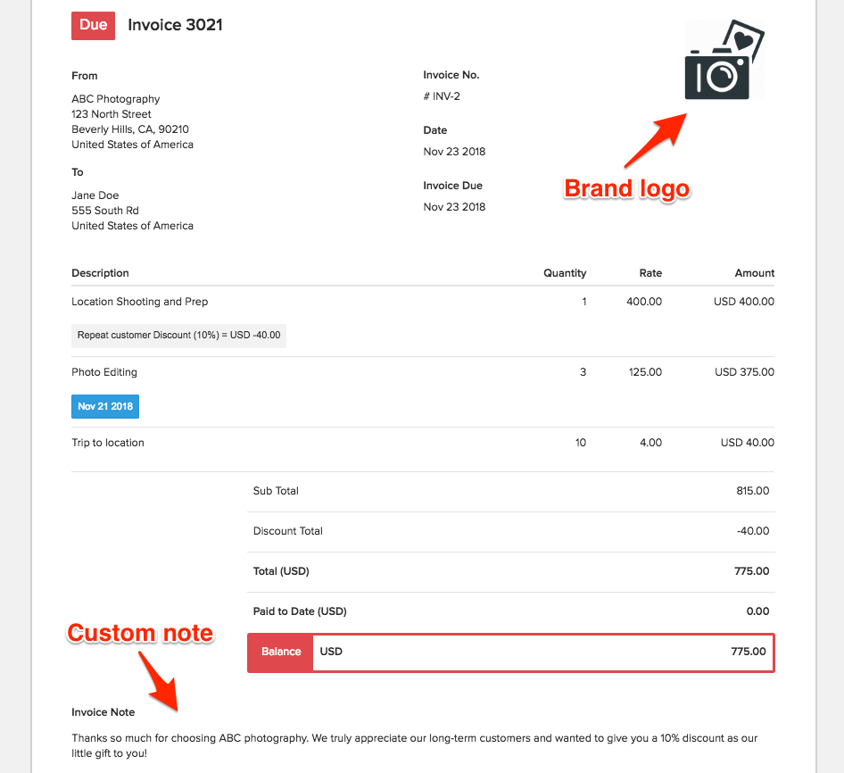 How To Create A Photography Invoice Templates Examples