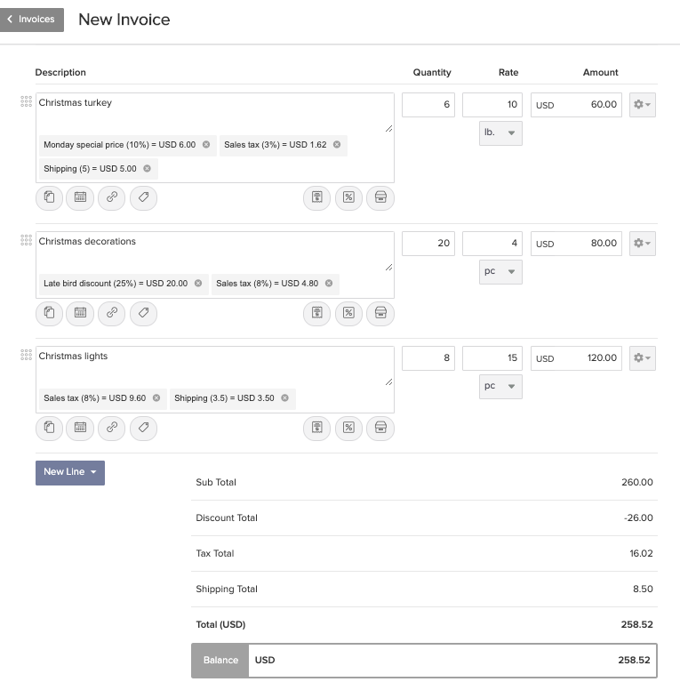 How to Add Taxes, Shipping and Discounts to Your Invoices in invoicely