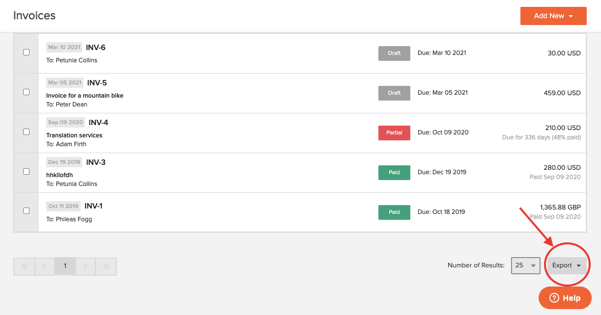 How to Export Invoices from invoicely